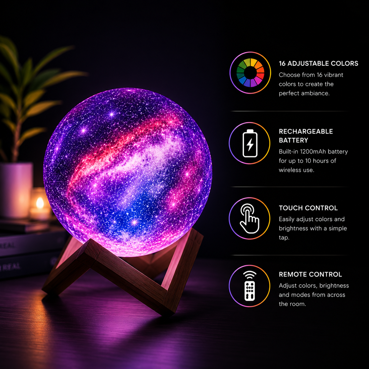 GalaxyGlow™ Nebula Moon Lamp